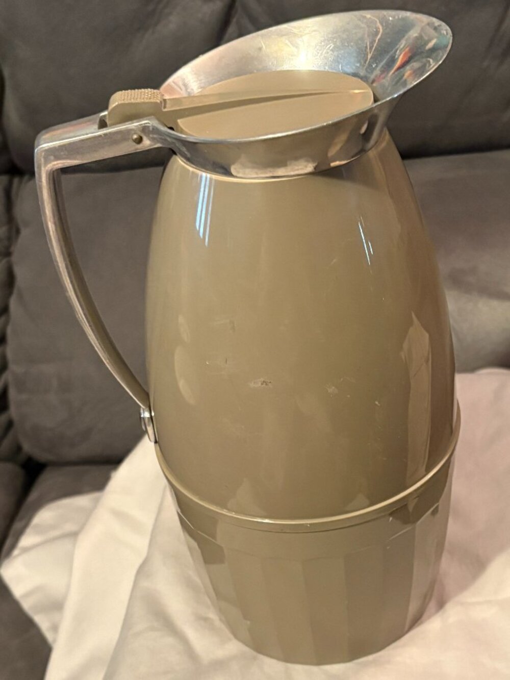 VTG 1960's Thermos #154 Insulated Coffee Carafe-Brown w/ Chrome Handle/Lid-GUC